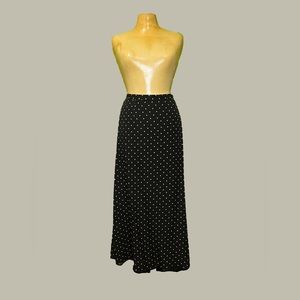 Talbots Silk Black and White Polka Dot Maxi Skirt